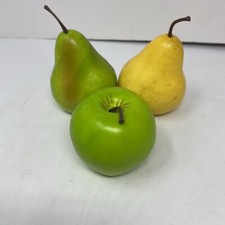 Realistic Faux Fake Fruit FOAM Green Yellow PEAR And Apple, Lot Of 3