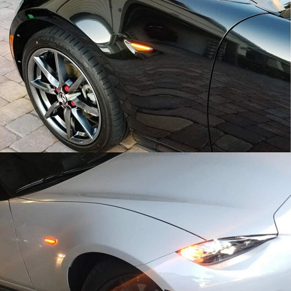 [HUMO OSCURO] Lámpara de luz con marcador lateral dinámico ámbar para Mazda MX5 Miata RX8 2x Foto 4 de 4