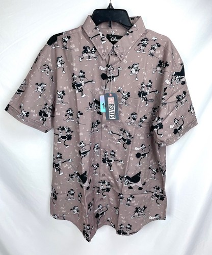 RSVLTS Men Disney 100 Mickey Mouse Saves the Day Short Sleeve Button Shirt