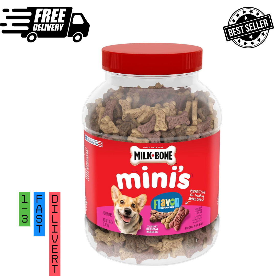 milk-bone mini's flavor snacks dog treats, 36 Ounce crunchy texture Helps reduce