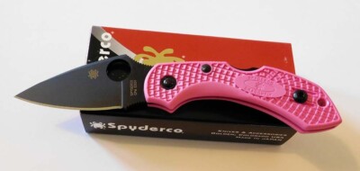 SPYDERCO New 28FPPNS30VBK2 Pink Handle Dragonfly Plain S30V Blade Knife/Knives