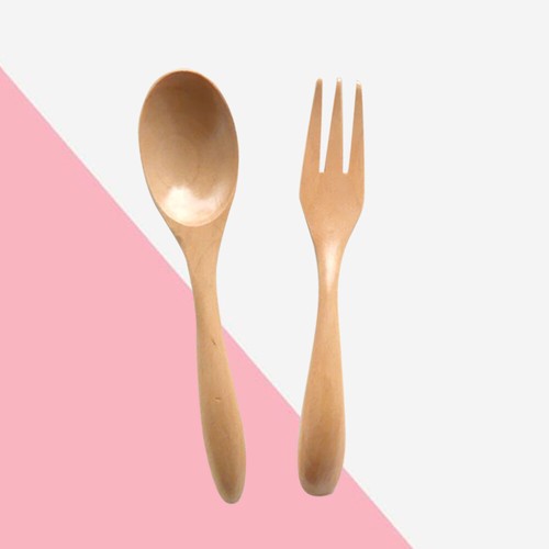 Wooden Set Fork and Spoon for Camping Travel Picnic Office or Home - Picture 10 of 11