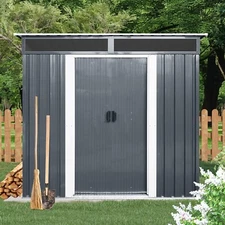 6'x5' Metal Storage Shed Outdoor Tool Shed with Lockable Doors & Window Garden