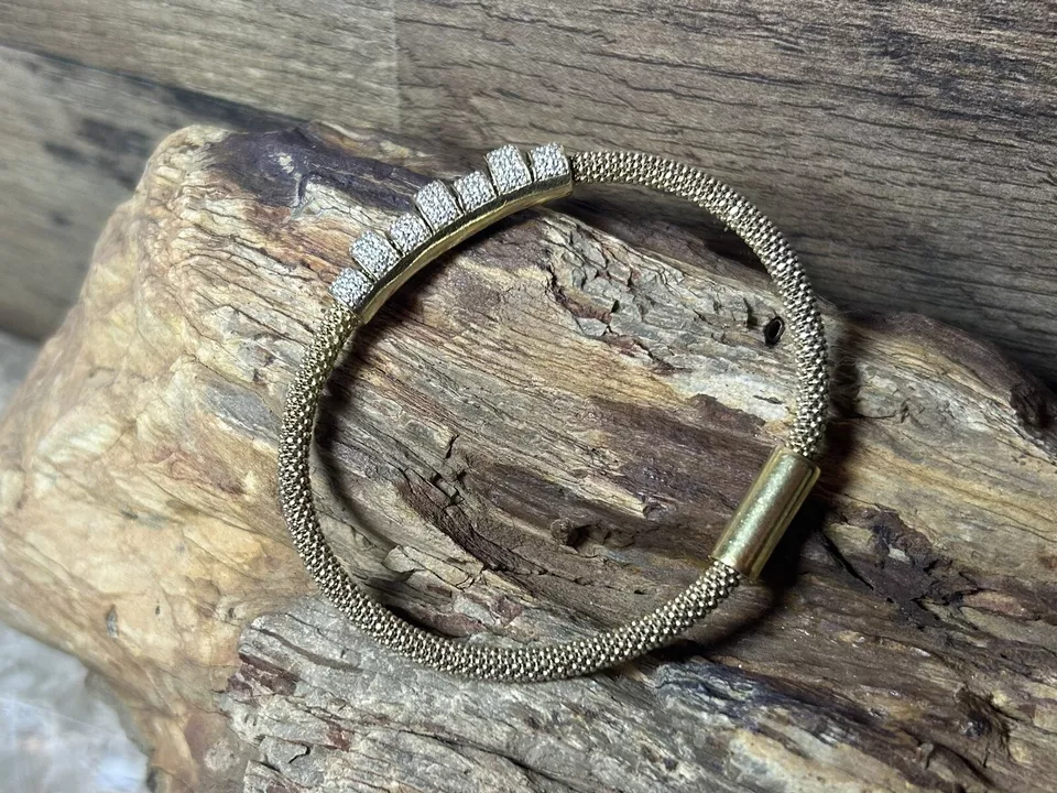 Vicenza 925 Sterling Silver Bracelet With Small  Cubic Zirconia Stones Sz 6 1/2” - image 3 of 4