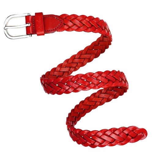 Falari Women's Leather Hand Braided Belt Stainless Steel Buckle - Picture 15 of 25