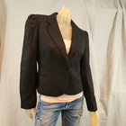 Vintage Me Mo Black 1 Button Puff Shloulder Long Slv Blazer Jacket Size 15 / 16
