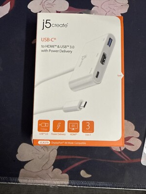 J5 CREATE USB TYPE C TO HDMI & USB 3.0 WITH POWER DELIVERY JCA379 