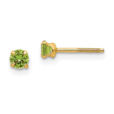14 Karat Gelbgold 3 mm Imitat Peridot Ohrstecker (Aug) Geschenk für Frauen