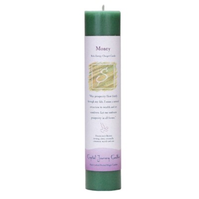 NEW Crystal Journey Herbal Magic MONEY Candle - Reiki Charged 7'' Pillar 