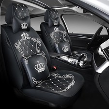 Leather Car Seat Covers Universal Black White