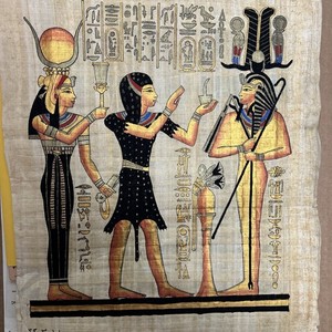 Authentic Hand Painted Ancient Egyptian Papyrus Replica From Temple Walls 16x13