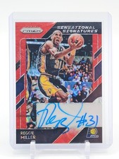 REGGIE MILLER 2018-19 PRIZM SENSATIONAL SIGNATURES RED SCOPES AUTO PACERS Q5194