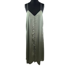 ZARA Green Slip Dress Sweetheart Neck Front-Button Spaghetti Strap Size M Medium