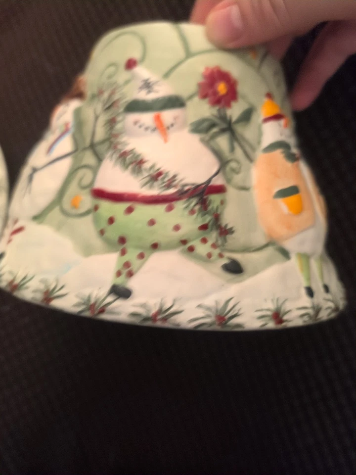 Yankee Candle Cerámica Sombra Topper Plato a Juego Muñecos de Nieve Vacaciones Invierno Nieve Foto 3 de 4