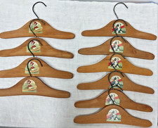 Lot of 10 VTG WOOD Wooden Baby Chid Clothes Hangers Lot Puppy Dog Mother Goose