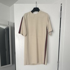 Gucci Beige T-Shirt Dress Women’s Size S, Red/Green Stripe, Short Sleeve Crew