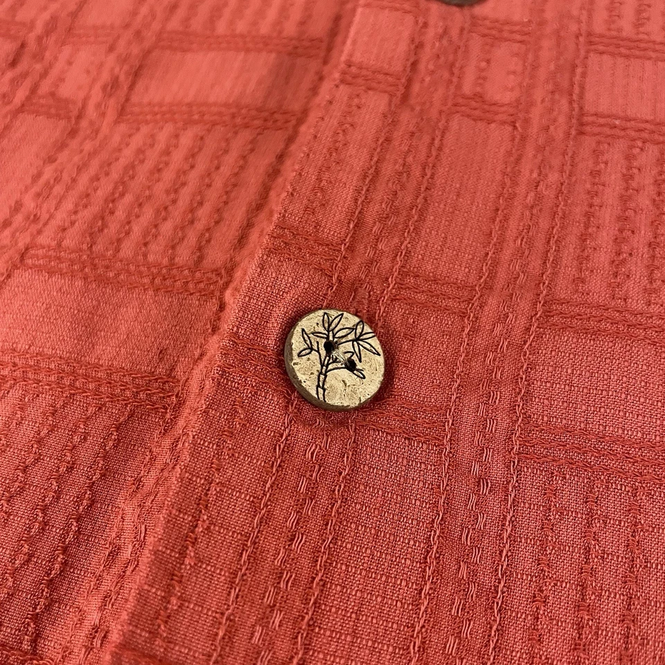 Pendleton Button Front Shirt Men Large Red Textured Bamboo Loop Collar Camp 49 - Image 3 of 4