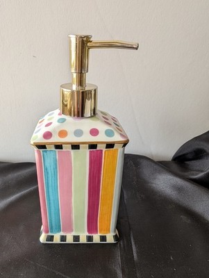 mackenzie childs soap dispenser pre owned ribbons & dots