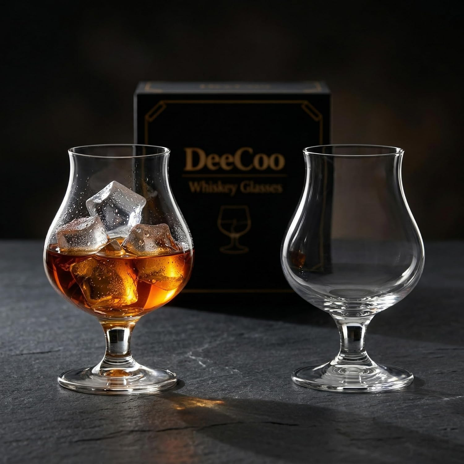2 Pack Crystal Whiskey, Bourbon, Scotch Glasses, Wine Tasting Glasses 7 Oz, Shot-image