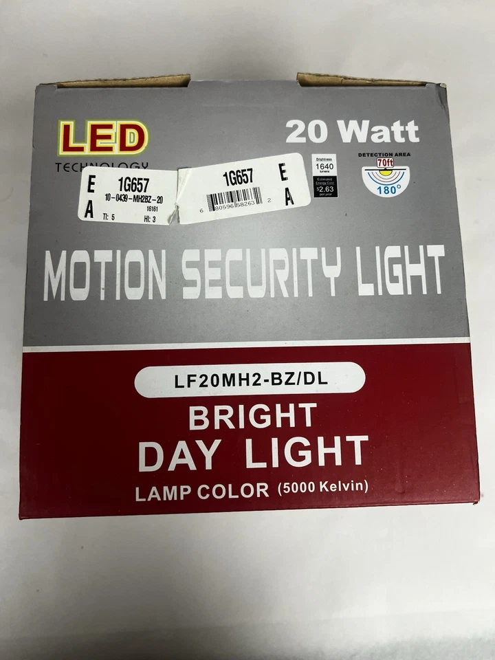 MOTION SECURITY LIGHT LED ECO-STAR 20W 1640 LUMENS NEW - Image 4 of 4