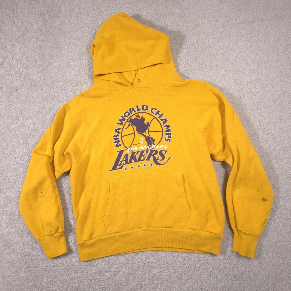 Sudadera con capucha vintage de Los Angeles Lakers juvenil mediana dorada campeones de baloncesto de la NBA años 80 Foto 2 de 4