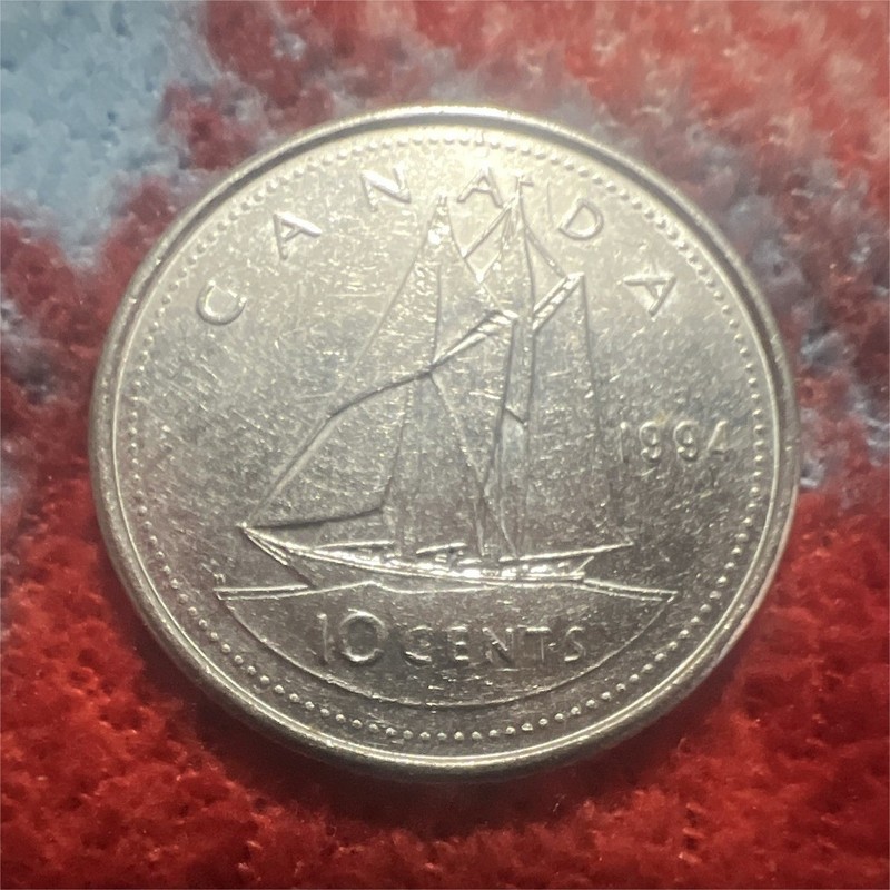 Canada 1994 10C Dime Coin - Bluenose (Schooner) Variety Design