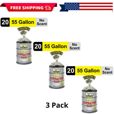 #ad #ad 3 pack Brute Super Tuff® Contractor Bags 55 Gallon 20 Bags Twist Tie $44.94