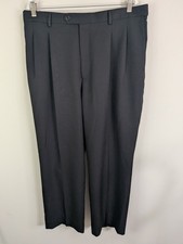 Paul Fredrick Dress Pants Men's 36x28 Black Polyester Pleated