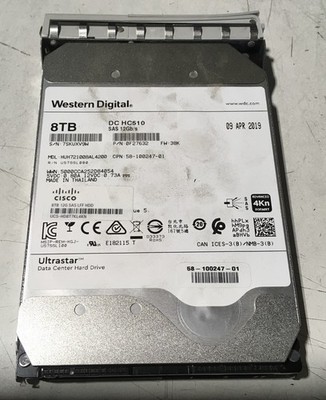 WD DC HC510 HUH721008AL4200 8TB 12 Gb/s 3.5'' SAS Hard Drive Cisco 58-100247-01