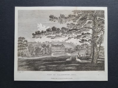 Antiker Druck von 1795 - Chadderton Hall - Oldham - Manchester - Edward Dayes