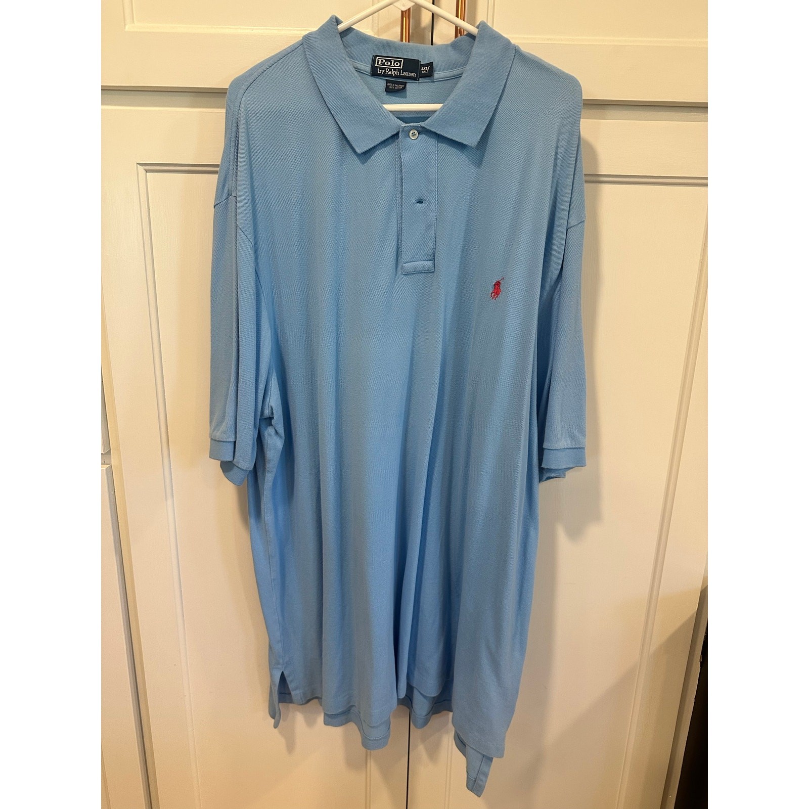 Polo Ralph Lauren pony 3XLT camicia grande e alta blu chiaro con colletto casual