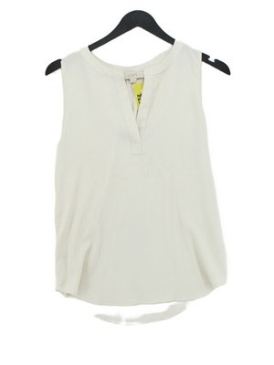Loft Damen Bluse XXS Creme 100% Viskose Ärmellos V-Ausschnitt Basic