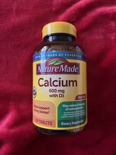 Nature Made Calcium 600 Mg W/Vitamin D3 220 Tablets Helps Bone Support Exp 5/28