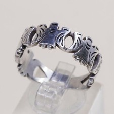 Size 9.25, Vtg Sterling Silver Handmade Hammered Statement Ring 925 Angel Band