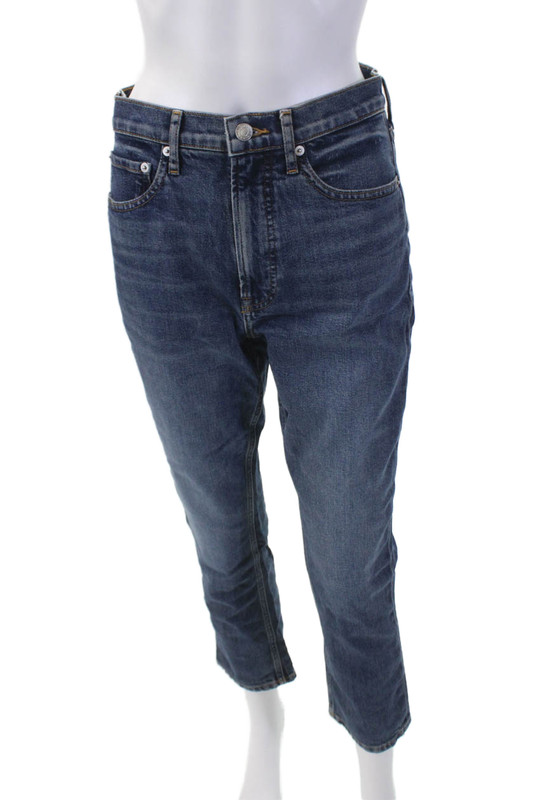 Everlane Womens Medium Wash High Rise Straight Leg Jeans Blue Size 28