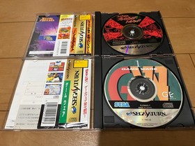 SEGA Saturn Console White Color & Controller with games Japan 0104