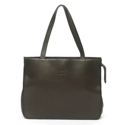 Loewe Vintage Anagram Black Nappa Leather Double Handle Tote Bag Women's Spain 