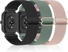 Bolesi 3 Pack Stretchy Nylon Watchband Compatible with Amazfit Bip 5/Bip 6/Balan