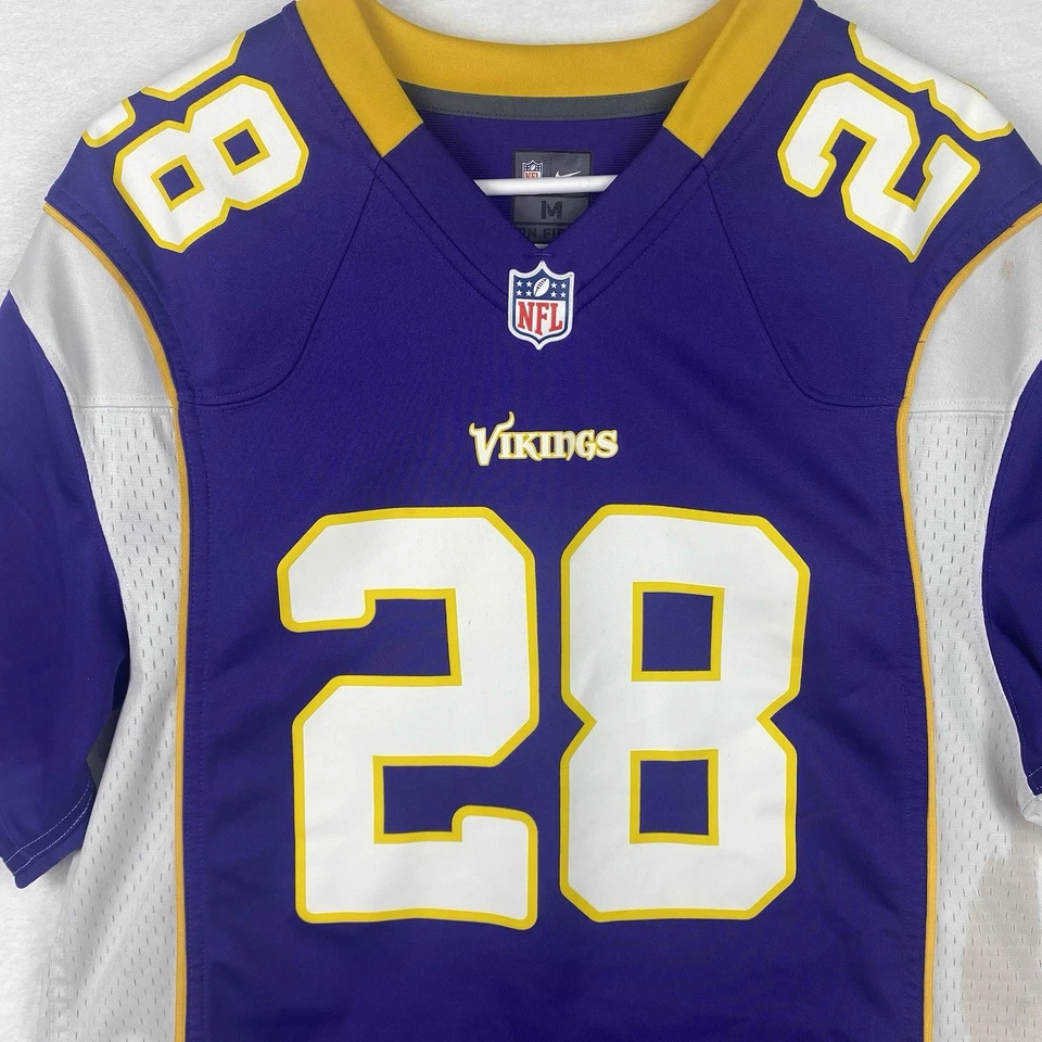 Camiseta deportiva Nike NFL Minnesota Vikings Adrian Peterson #28 adulto mediana púrpura amarilla Foto 3 de 4
