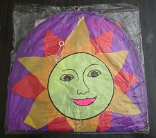 Vintage Go Fly a Kite Sky Dancers Sunshine Ripstop Nylon Kite Neon Tail over 18'
