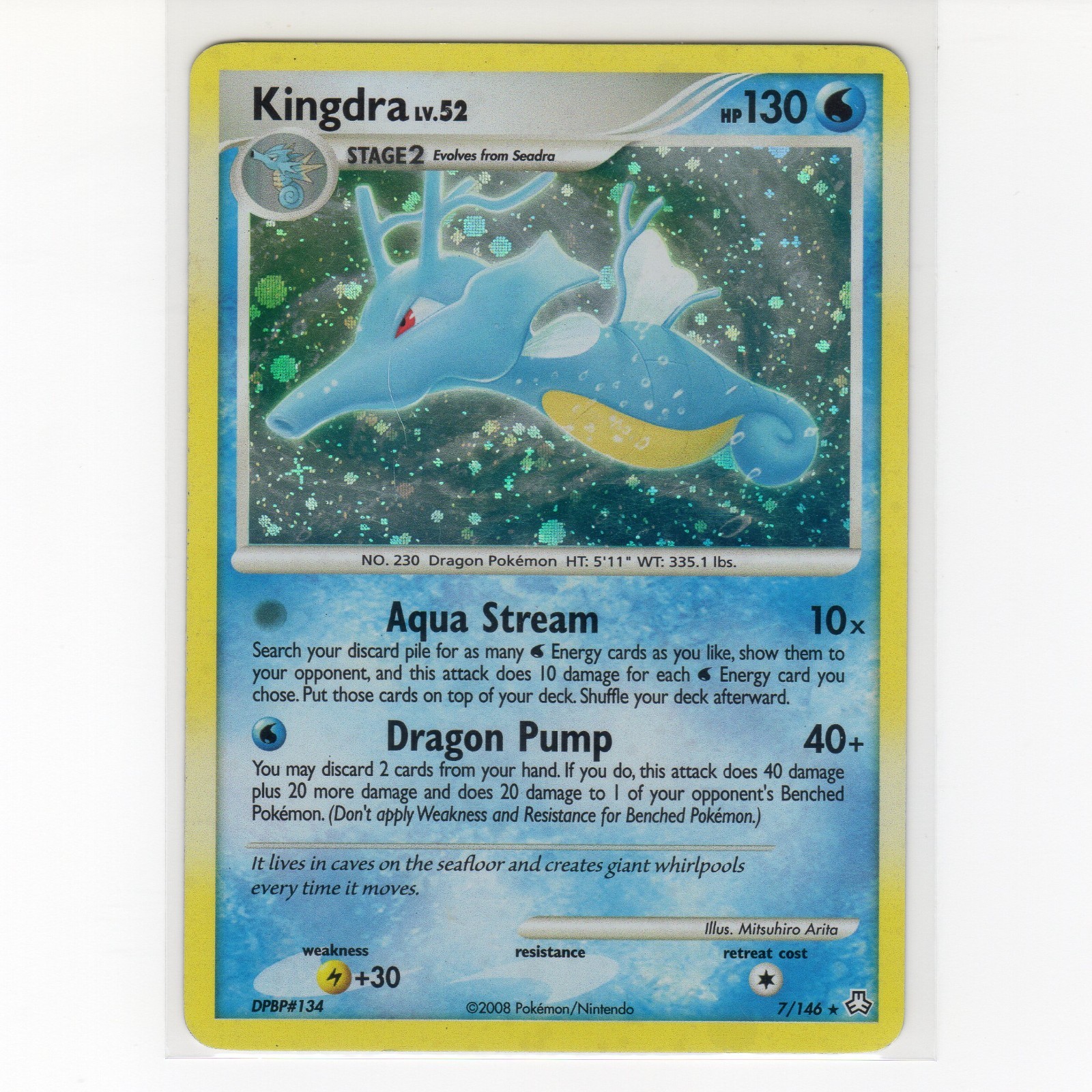 Pokémon TCG Kingdra 7/146 DPP Legends Awakened Holo Rare Card EN-DMG 2008