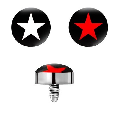 Dermal Anker Aufsatz Logo Stern Rot Weiß 5 mm Anchor Head Aufsatzkugel 1,2 mm