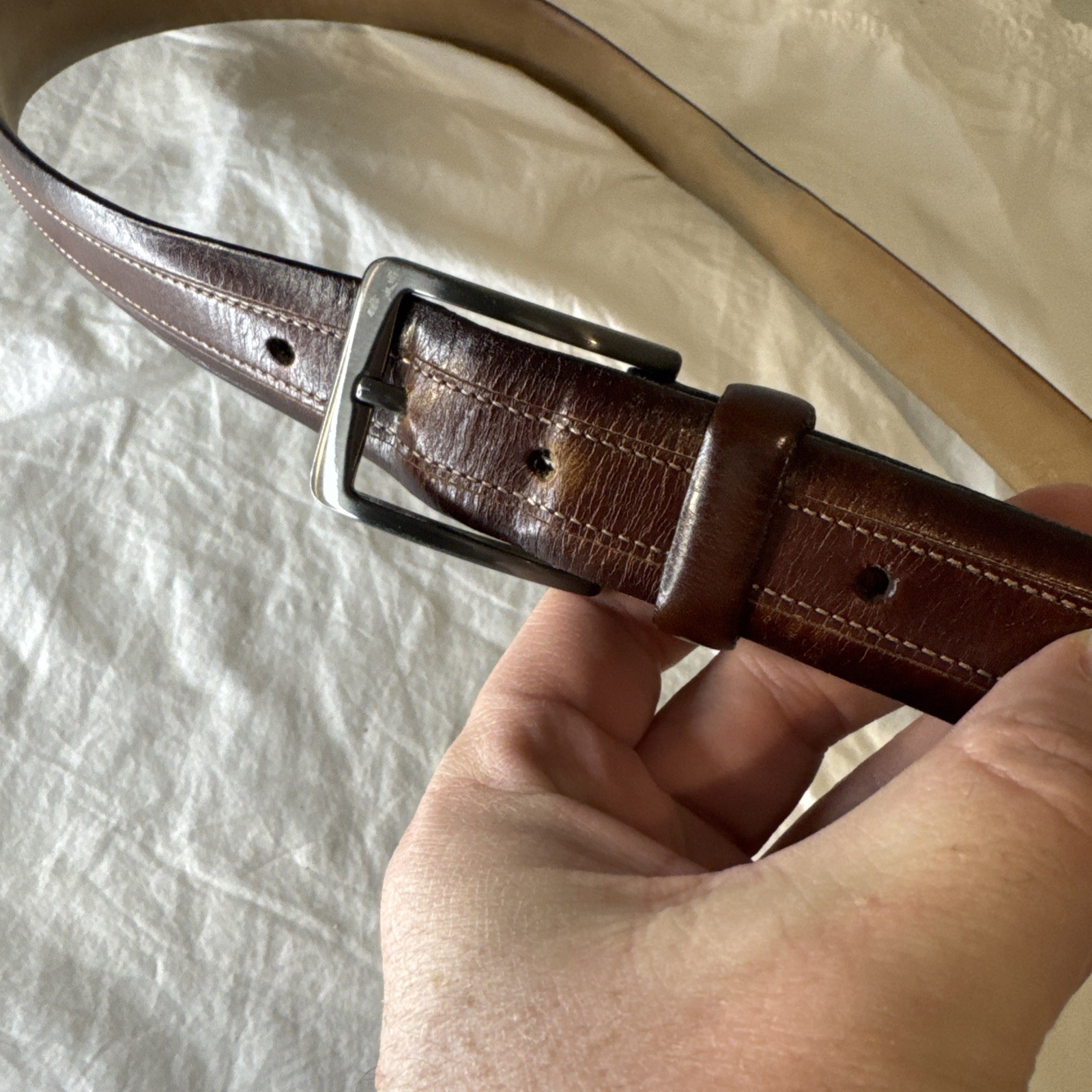 Leather Belt Trafalgar Cortina Hand Polished Leather Belt Mens Size 40