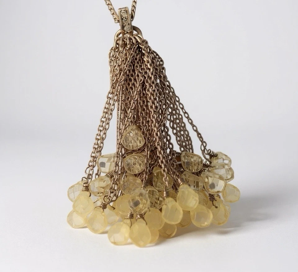 Collar de cadena de oro rosa JUICY COUTURE cuentas borla Lariat R $50 Foto 4 de 4