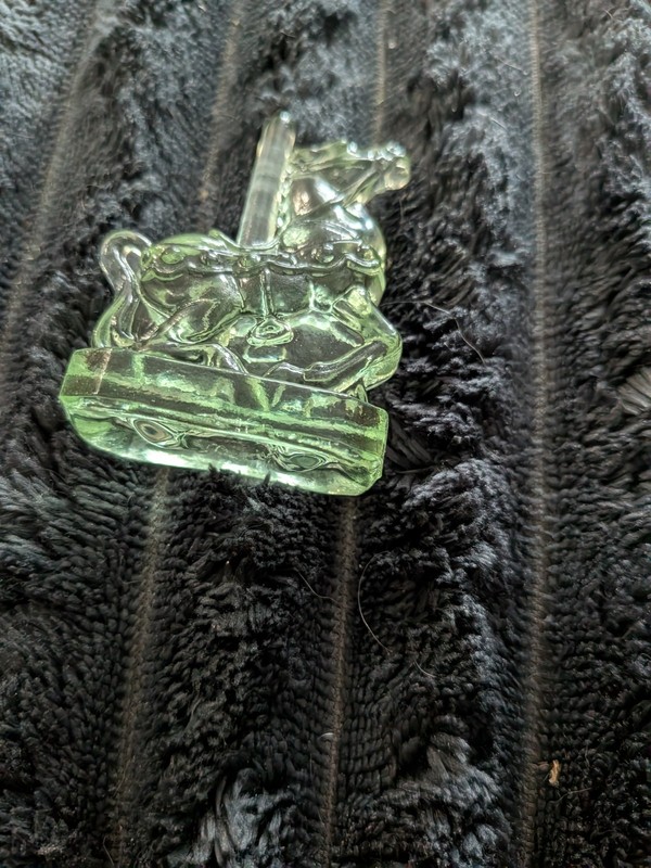 Vintage Art Glass Horse,  Vaseline Figurine Glows UV