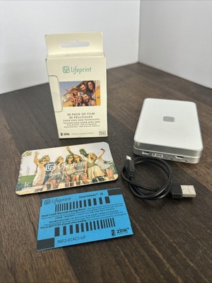 Lifeprint Wireless Photo Printer Bluetooth Portable LP001 2X3 White Untested