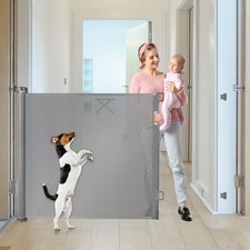 BETERTEK 42" TALL X 75" WIDE RETRACTABLE DOG GATE TALL PET GATES HOUSE - GRAY