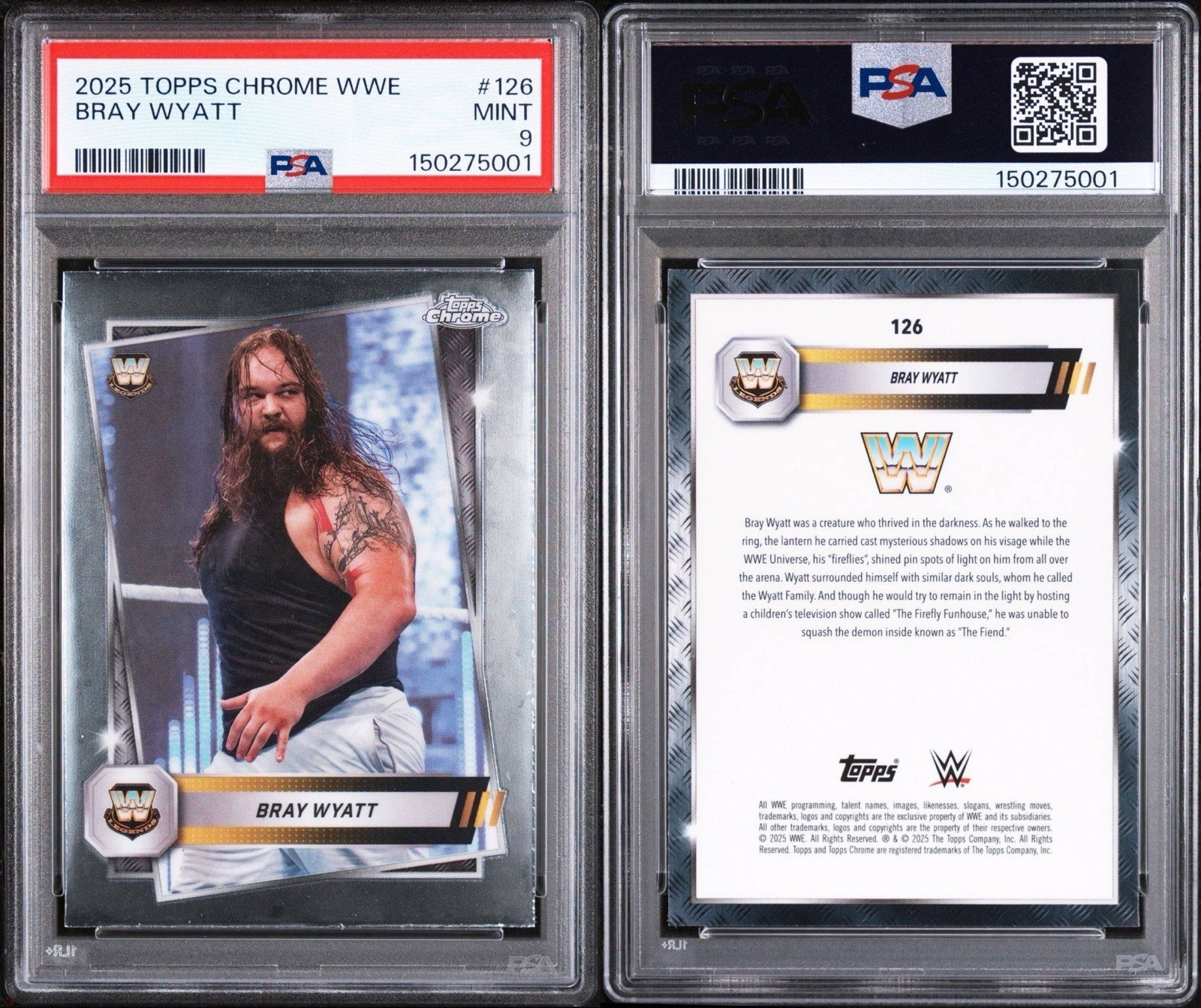 2025 Topps Chrome #126 Bray Wyatt PSA 9 Mint; WWE view 3