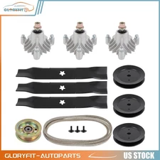 For YTH 180 46" Lawn Mower Deck Rebuild Kit Spindles Blades Belt Pulleys