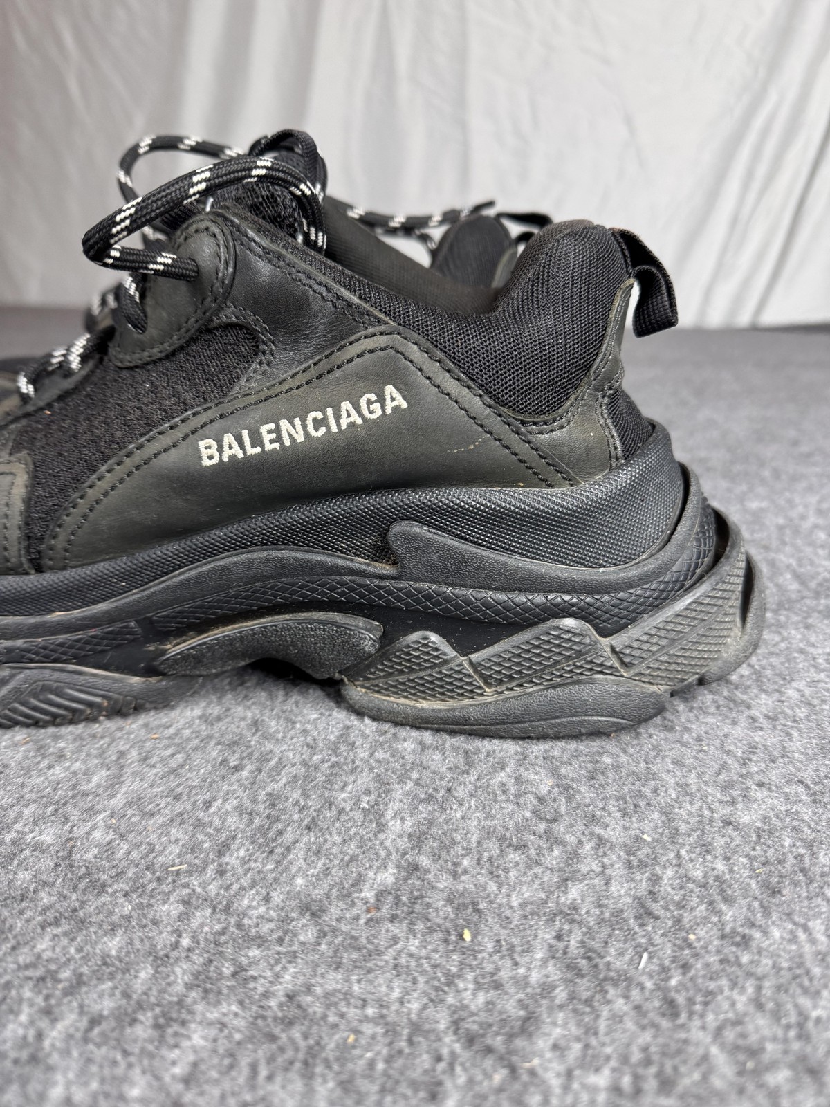 Balenciaga Triple S Shoes Mens Size 9 Black Leather Mesh Chunky Dad thumbnail 7